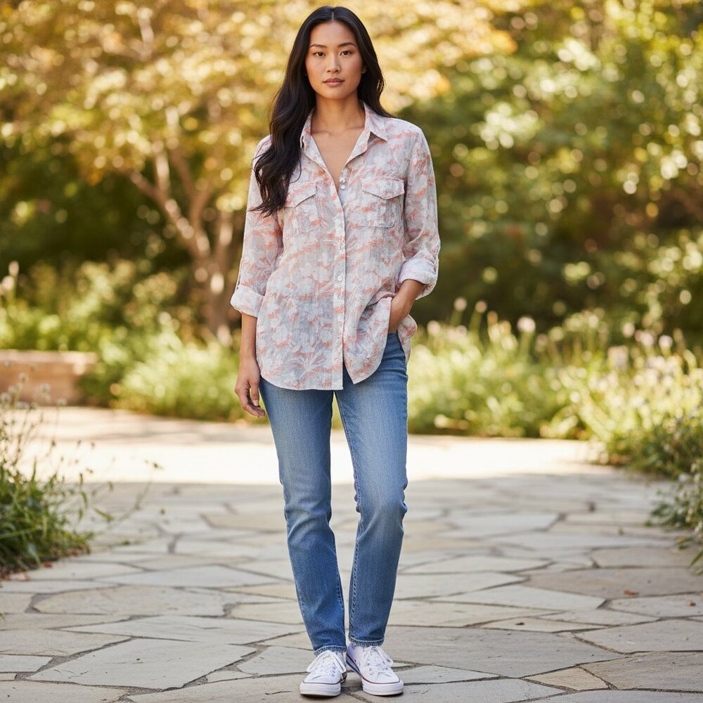VICTORIA'S SECRET Women's EUC Silk-Blend Roll-Tab Shirt | Size‎ M